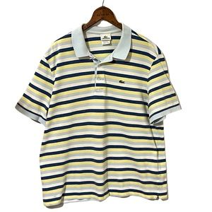 Lacoste Izod Mens Blue Yellow and White stripe Polo Shirt